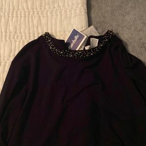 Long sleeve black shirt with neck detail NWT XL